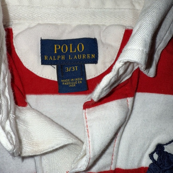 Polo by Ralph Lauren Kids Striped Polo in Red and White - Picture 2 of 3